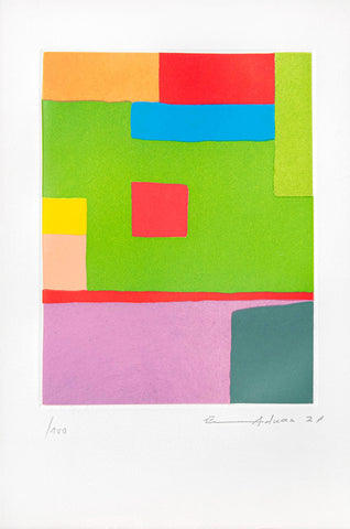 Etel Adnan "Fil du Temps" Signed print  Galerie Lelong