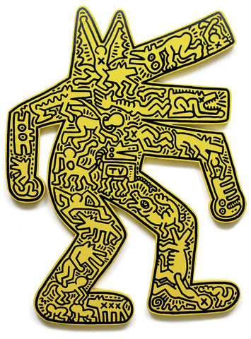 Keith Haring "Dog" on Ply wood Yellow